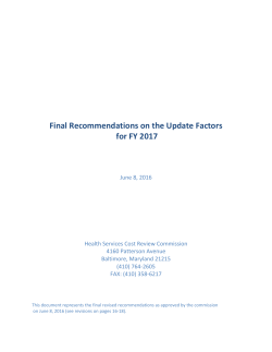 Final Recommendations on the Update Factors for FY 2017