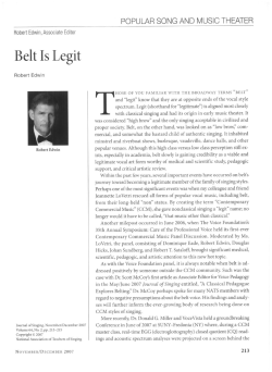 Belt Is Legit - National Association of Teachers of Singing