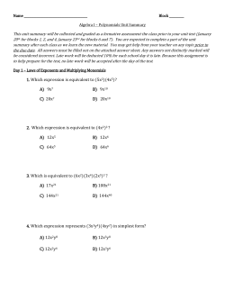 1. Which expression is equivalent to (5x2)(4x5)? A) 9x7 B) 9x10 C