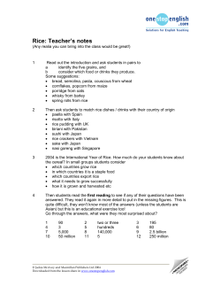 Rice: Teacher`s notes