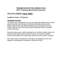TRAINER NOTES FOR LESSON PLAN 2011&ndash;12 School