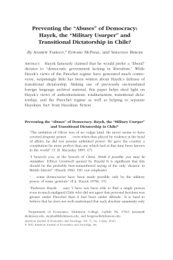 Preventing the &ldquo;Abuses&rdquo; of Democracy: Hayek, the &ldquo;Military Usurper