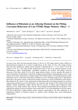 Influence of Rhenium as an Alloying Element on the Pitting