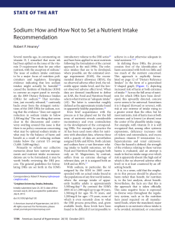 Sodium: How and How Not to Set a Nutrient Intake Recommendation