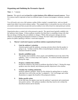 Organizing and Outlining the Persuasive Speech