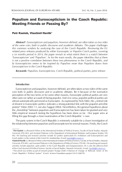 Populism and Euroscepticism in the Czech Republic