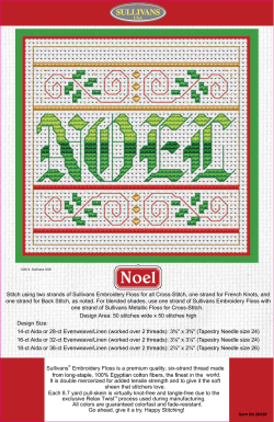 Stitch using two strands of Sullivans Embroidery Floss for all Cross