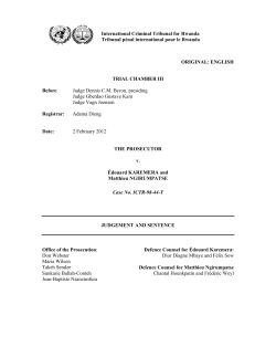 KAREMERA et al. JUDGEMENT AND SENTENCE