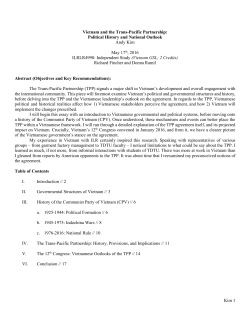 Kim 1 Vietnam and the Trans-Pacific Partnership: Political History