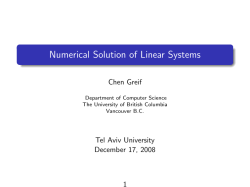 Numerical Solution of Linear Systems