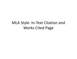 MLA Style: In-Text Citation and Works Cited Page