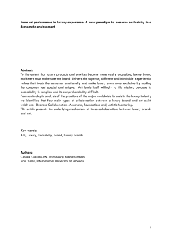 From art performance to luxury experience: A new paradigm to