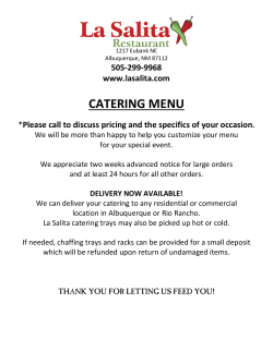 catering menu - La Salita Restaurant