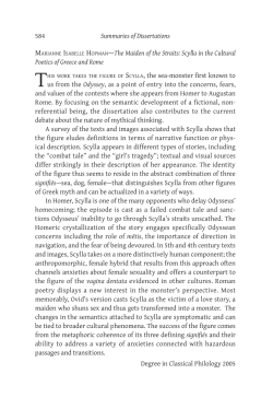 The Maiden of the Straits: Scylla in the Cultural Poetics of Greece