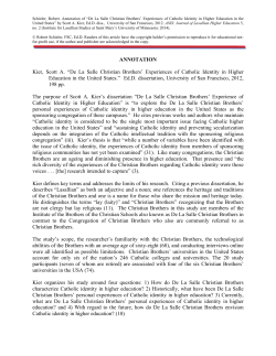 ANNOTATION Kier, Scott A. &ldquo;De La Salle Christian Brothers
