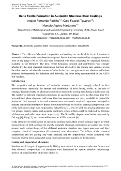 Delta Ferrite Formation in Austenitic Stainless Steel - PMT-USP
