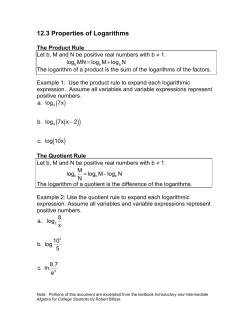 12.3 Properties of Logarithms