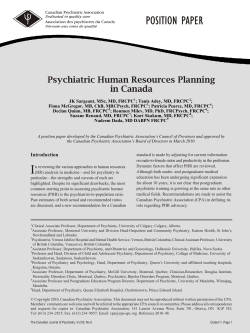 Psychiatric Human Resources Planning in Canada