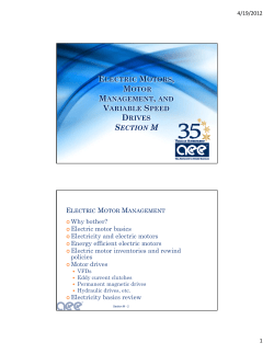 ELECTRIC MOTORS, MOTOR MANAGEMENT, AND VARIABLE
