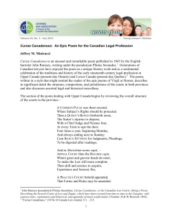 Curiae Canadenses: An Epic Poem for the Canadian Legal