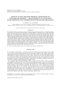 EFFECTS OF WET MEADOW RIPARIAN VEGETATION ON