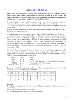 Logic and Truth Tables