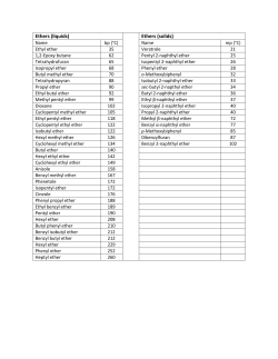 Ethers (liquids) Ethers (solids)