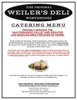Catering Menu - Weiler`s Deli