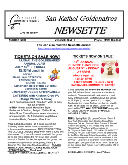 AUGUST 2016 Newsette