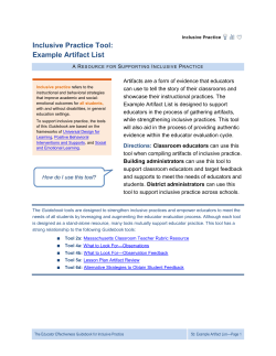 Inclusive Practice Tool: Example Artifact List