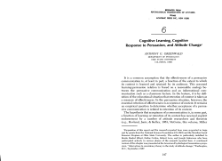 Cognitive Learning, Cognitive Response to Persuasion, and Attitude