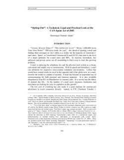 Opting-Out: A Technical, Legal and Practical Look at the CAN