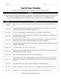 Trail of Tears Timeline - educatorworksheets.com
