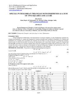 special pythagorean triangles with perimeter as a sum of two