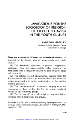 implications for the sociology of religion of occult