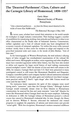 The `Deserted Parthenon`: Class, Culture and the Carnegie Library