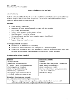 1 Lesson 4: Biodiversity in a Leaf Pack Lesson Summary: Students will