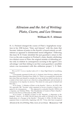 Altruism and the Art of Writing: Plato, Cicero, and Leo Strauss