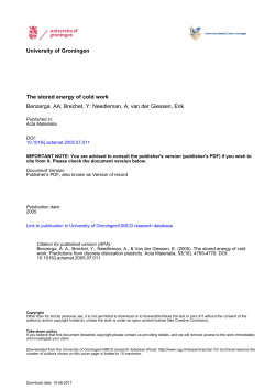 University of Groningen The stored energy of cold work