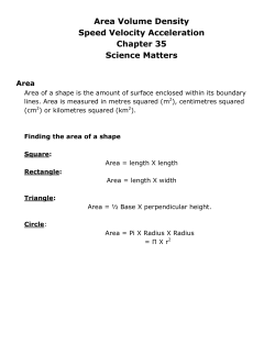Area Volume Density Speed Velocity Acceleration