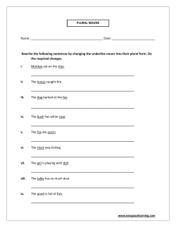 PLURAL NOUNS Name: Date: Rewrite the following sentences by