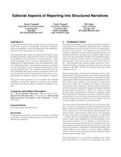 Editorial Aspects of Reporting into Structured Narratives