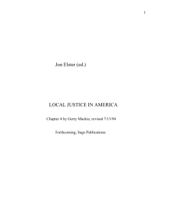 Jon Elster (ed.) LOCAL JUSTICE IN AMERICA