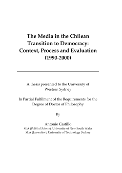 The Media in the Chilean Transition to Democracy: Context, Process