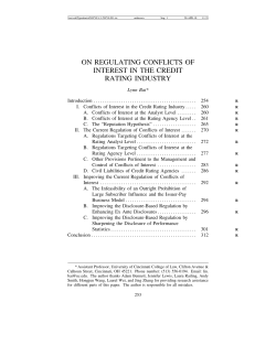 on regulating conflicts of interest in the credit rating industry