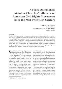 A Force Overlooked: Mainline Churches` Influence on American Civil