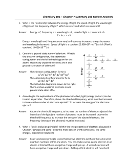 Chemistry 102 &ndash; Chapter 7 Summary and Review Answers