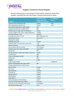 Dental Brigades Supplies List