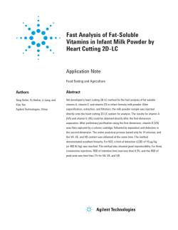 Fast Analysis of Fat-Soluble Vitamins in Infant Milk Powder