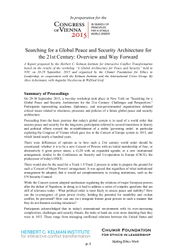 Searching for a Global Peace and Security Architecture for the 21st
